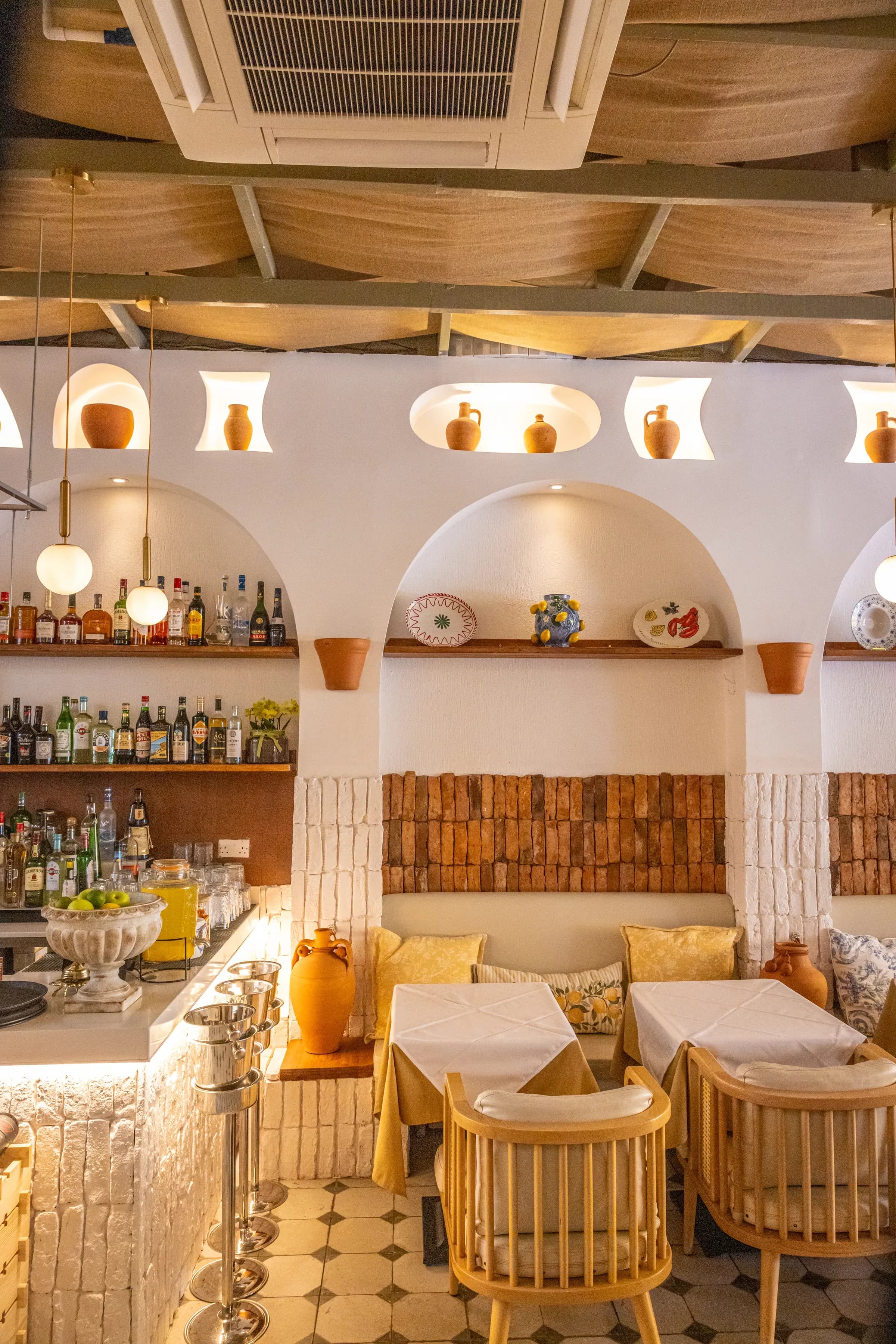 The bar under the arched alcove